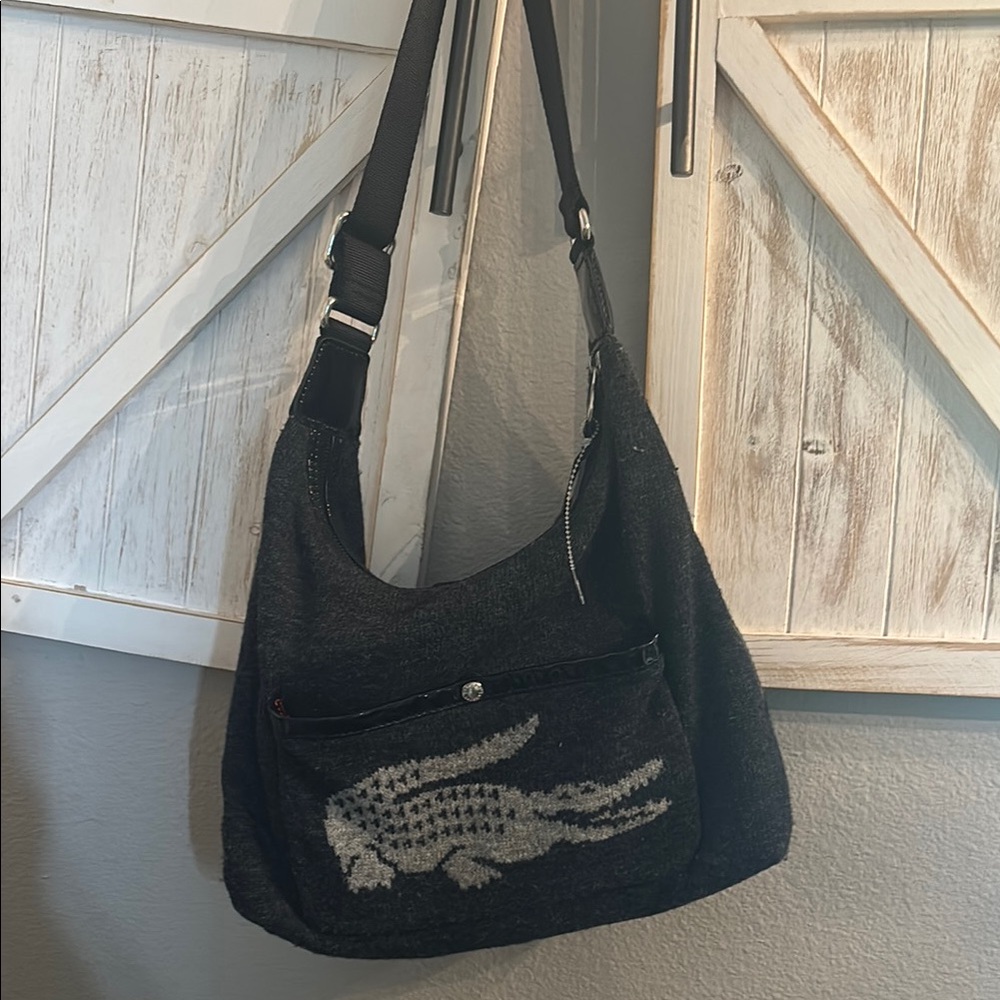 Rare Lacoste Black Shoulder Bag euc